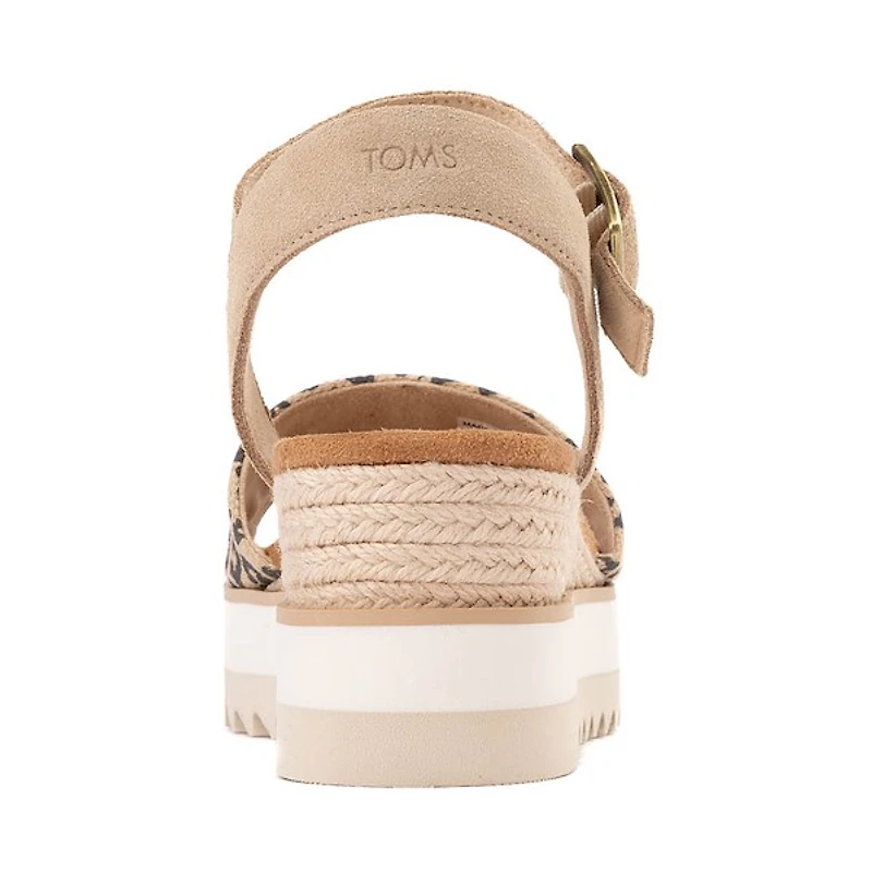 Sandale compensée TOMS Diana pour femmes - Naturel / Imprimé Léopard