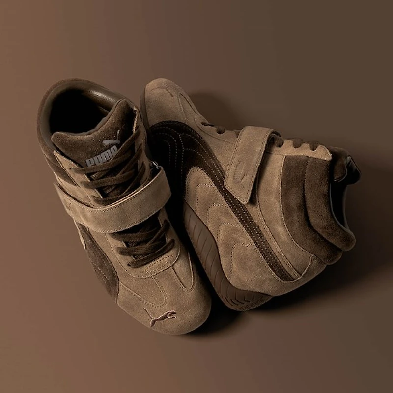 Womens PUMA Speedcat Wedge Athletic Shoe - Totally Taupe / Chocolate