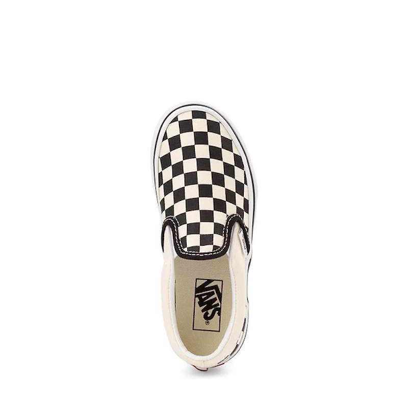 Vans Classic Slip-On Checkerboard Skate Shoe - Little Kid Black / White