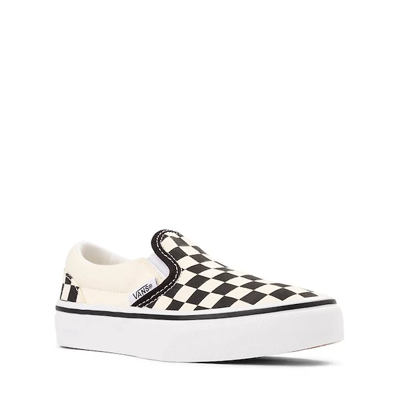 Vans Classic Slip-On Checkerboard Skate Shoe - Little Kid Black / White