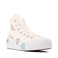 Womens Converse Chuck Taylor All Star Lift Retro Embroidery High-Top Sneaker - Egret