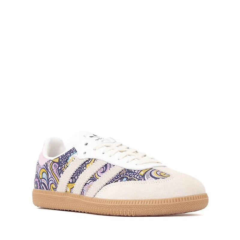 adidas Samba OG Athletic Shoe - Big Kid Core White / Orchid Fusion Gum