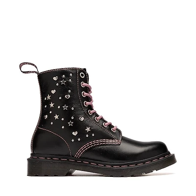 Womens Dr. Martens 1460 Pascal Hearts + Stars 8 Eye Boot - Black
