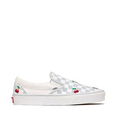 Vans Classic Slip-On Cherries & Checkers Skate Shoe - Light Blue / True White