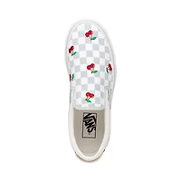 Vans Classic Slip-On Cherries & Checkers Skate Shoe - Light Blue / True White