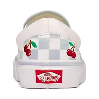 Vans Classic Slip-On Cherries & Checkers Skate Shoe - Light Blue / True White