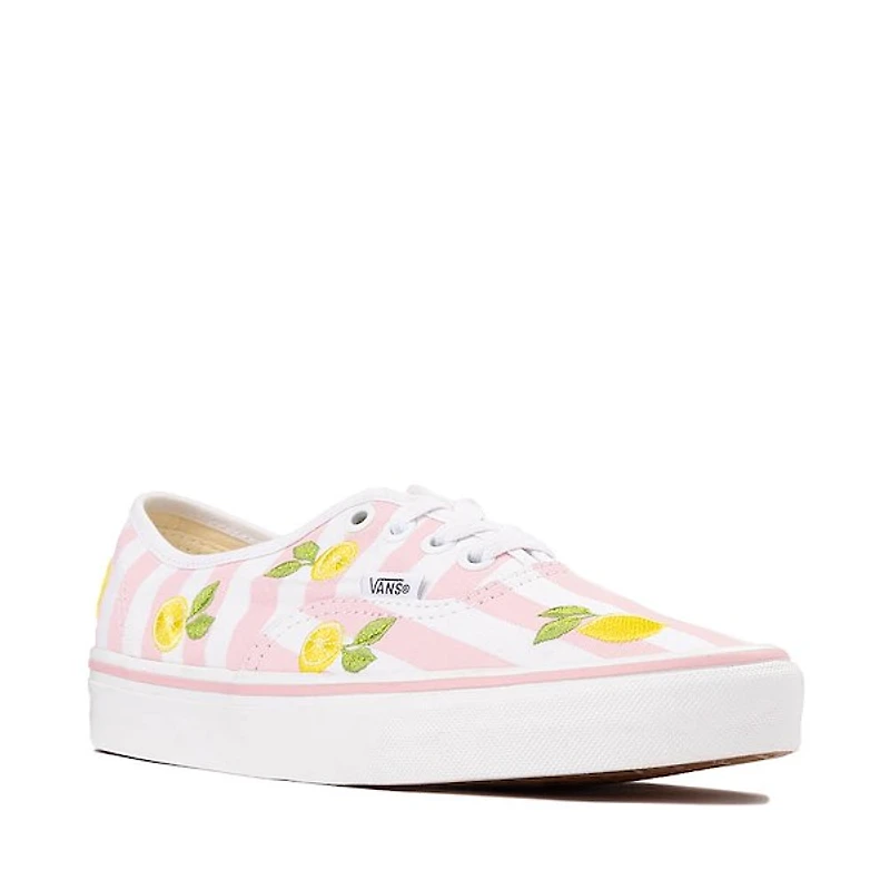 Vans Authentic Lemons & Stripes Skate Shoe - Light Pink / White Yellow