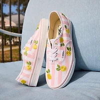 Vans Authentic Lemons & Stripes Skate Shoe - Light Pink / White Yellow