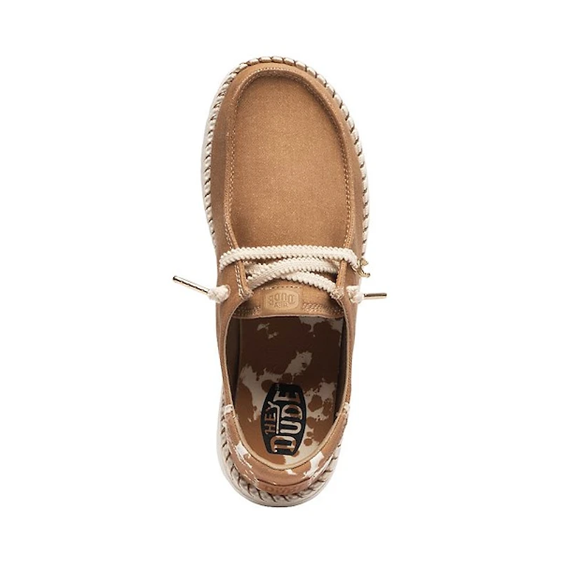 Womens HEYDUDE Wendy Canvas Western Slip-On Casual Shoe - Tobacco