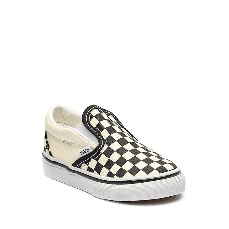 Vans Classic Slip-On Checkerboard Skate Shoe - Baby / Toddler Black Off White