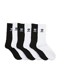 adidas Trefoil Logo Crew Socks 6 Pack - Big Kid - White / Black