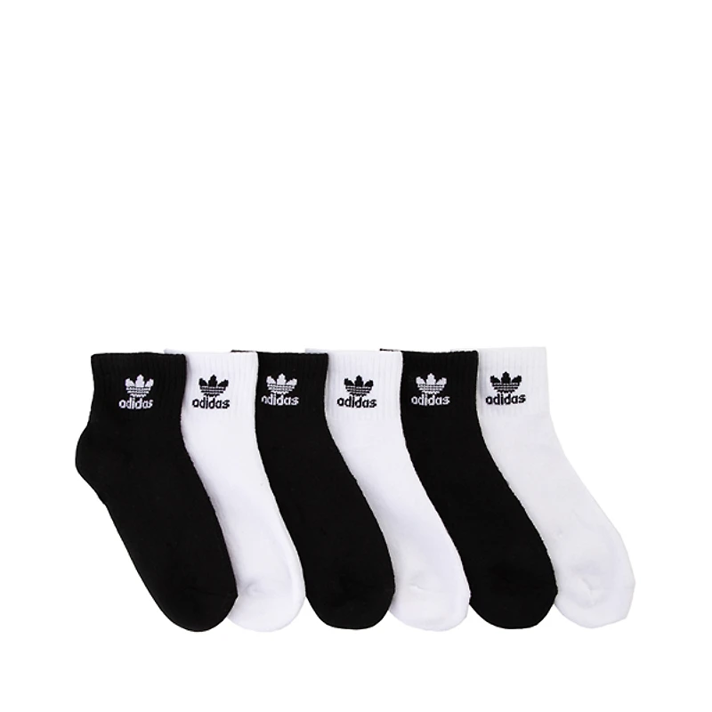 adidas Originals Trefoil Footies 6 Pack - Big Kid - Black / White