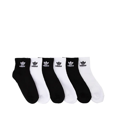 adidas Originals Trefoil Footies 6 Pack - Big Kid - Black / White