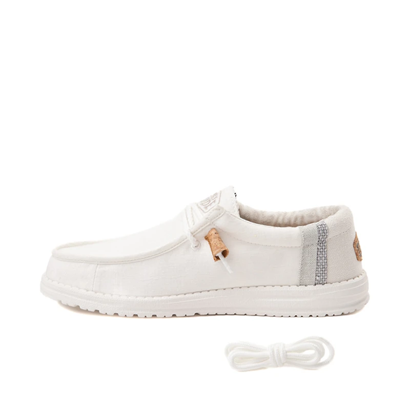 Mens HEYDUDE Wally Break Stitch Casual Shoe - Natural White