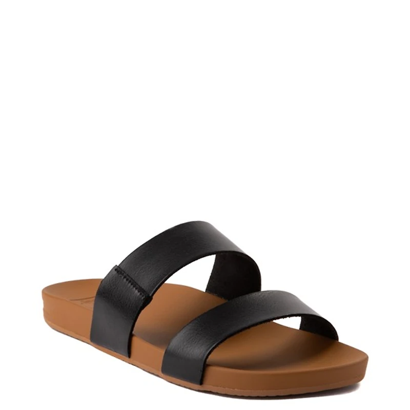 Womens Reef Cushion Vista Slide Sandal - Black / Natural