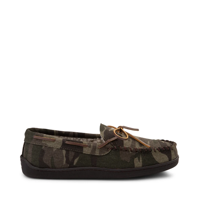 Mens Minnetonka Pile Lined Hardsole Slipper - Camo