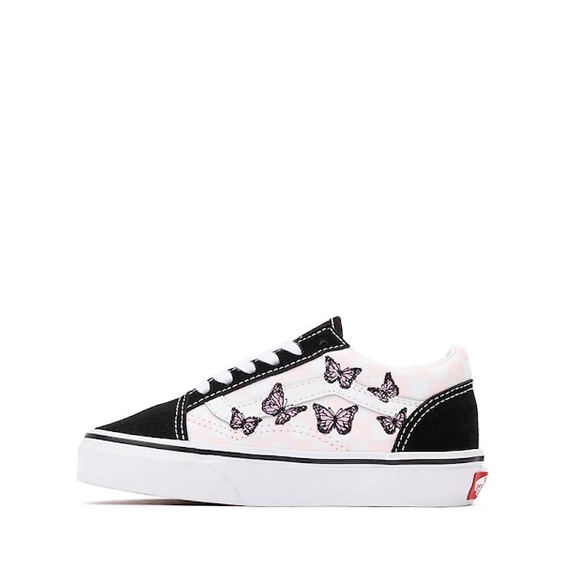 Vans Old Skool Checkerboard Skate Shoe - Little Kid Black / White Butterflies