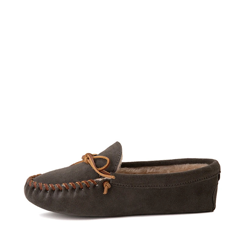 Mens Minnetonka Pile Lined Softsole Slipper - Gray