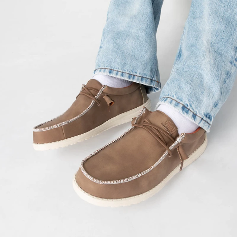 Mens HEYDUDE Wally Craft Leather Casual Shoe - Tan