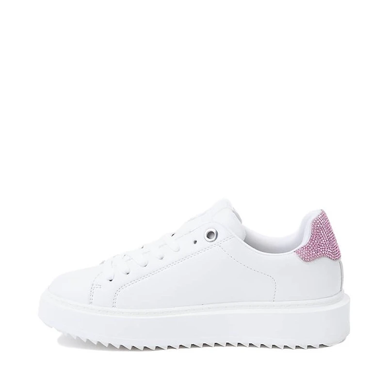 Womens Steve Madden Charlie Rhinestone Sneaker - White / Pink
