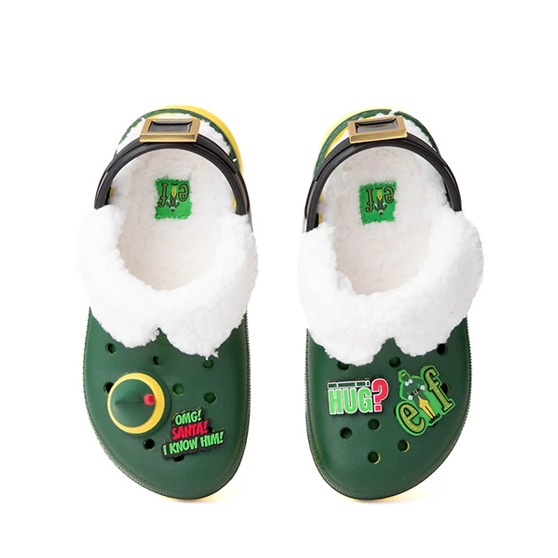Elf x Crocs Classic Fuzz-Lined Clog - Little Kid / Big Dark Green