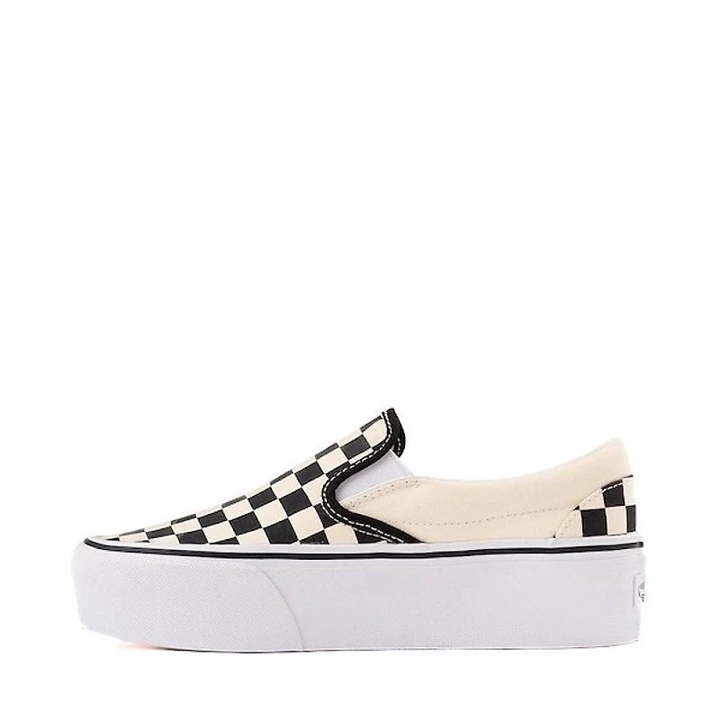 Vans Classic Slip-On Stackform Checkerboard Skate Shoe - Black / White