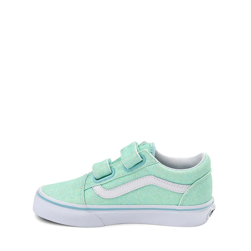 Vans Old Skool V Glitter Skate Shoe - Little Kid Mint