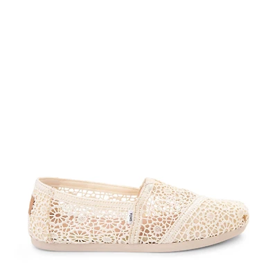 Womens TOMS Alpargata Crochet Slip-On Casual Shoe - Cream