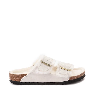 Womens Birkenstock Arizona Shearling Slide Sandal - Antique White