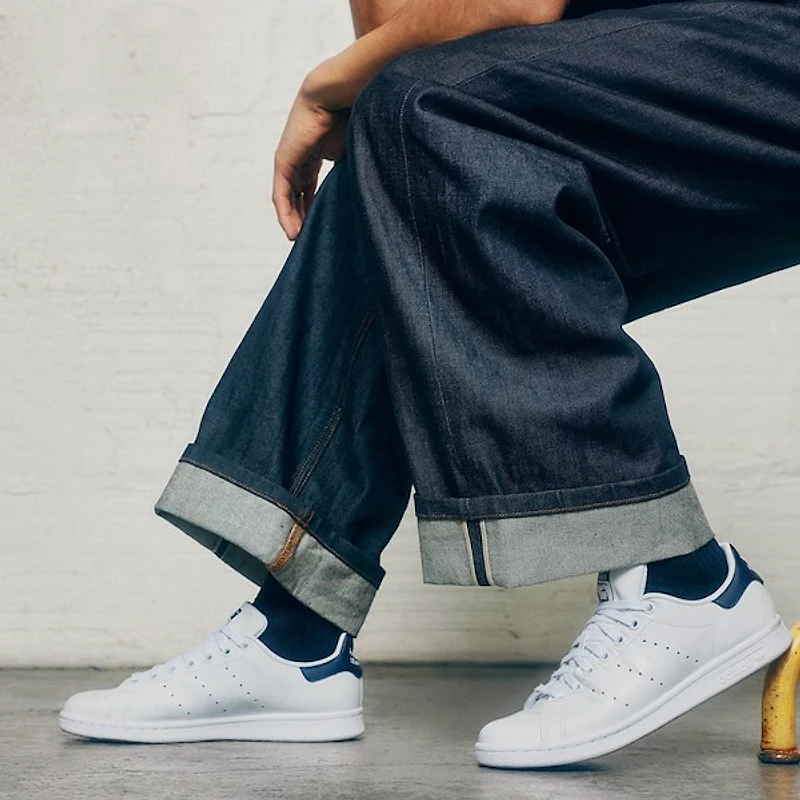 Mens adidas Stan Smith Athletic Shoe - Core White / Dark Blue