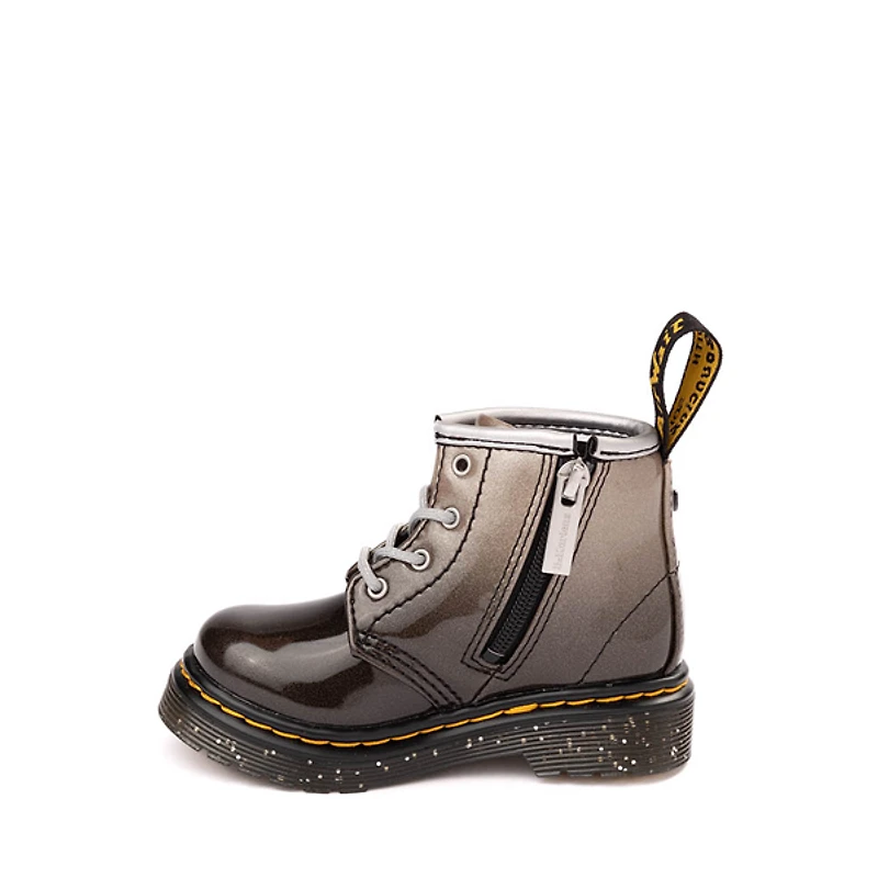 Dr. Martens 1460 4-Eye Patent Boot - Baby / Toddler - Black / Silver Gradient