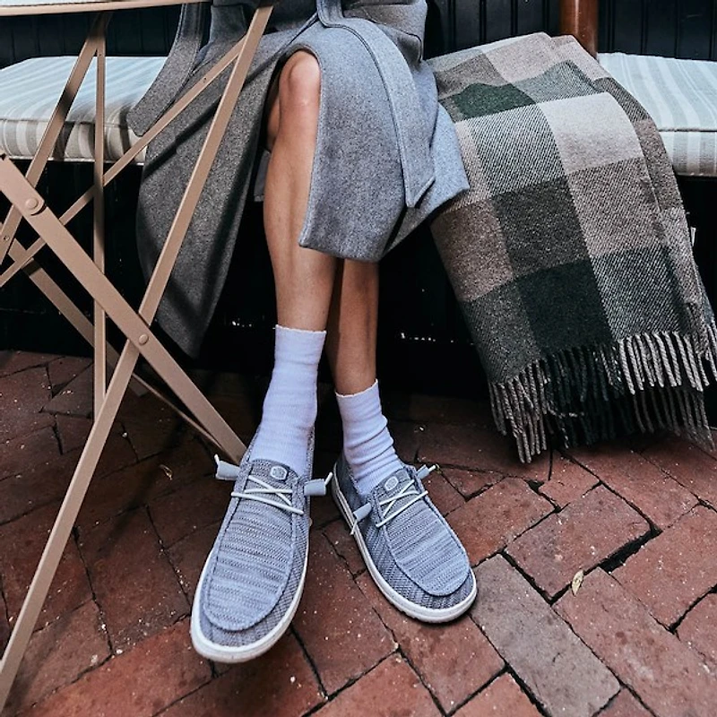 Womens HEYDUDE Wendy Sox Slip-On Casual Shoe - Light Grey