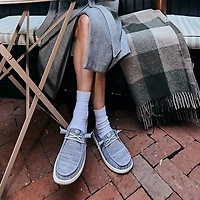 Womens HEYDUDE Wendy Sox Slip-On Casual Shoe - Light Grey