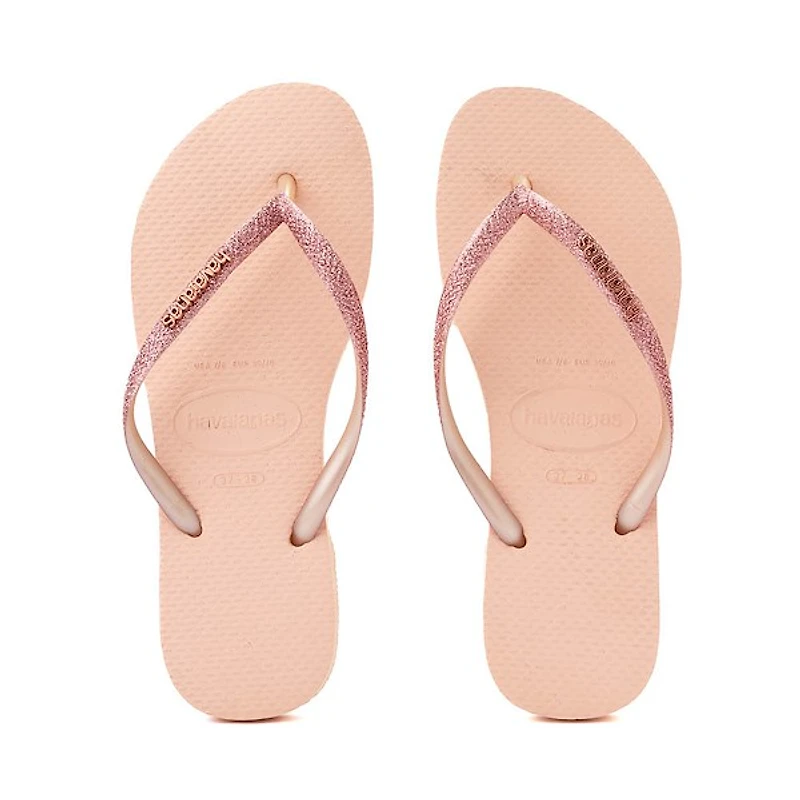 Womens Havaianas Slim Glitter II Flip-Flop - Ballet Rose / Golden Blush