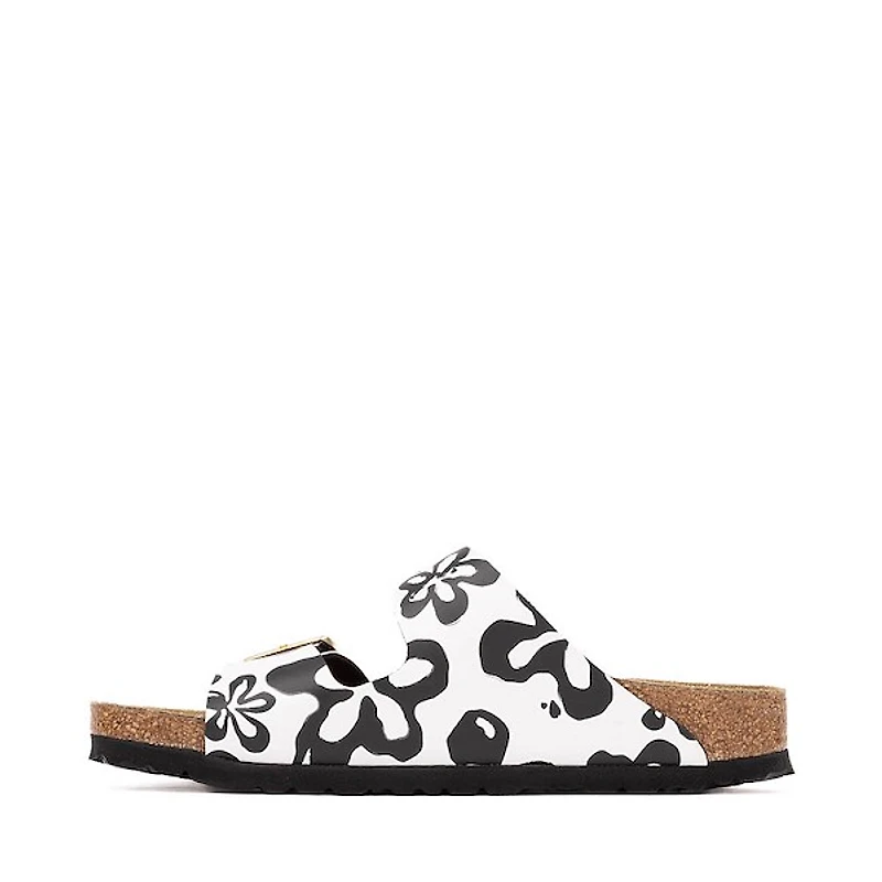 Womens Birkenstock Arizona Bloom Slide Sandal - Black / White
