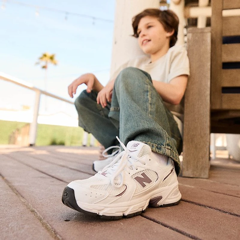 New Balance 530 Athletic Shoe - Big Kid White / Dark Wine