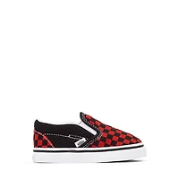 Vans Slip-On Checkerboard Skate Shoe - Baby / Toddler - Black / Red