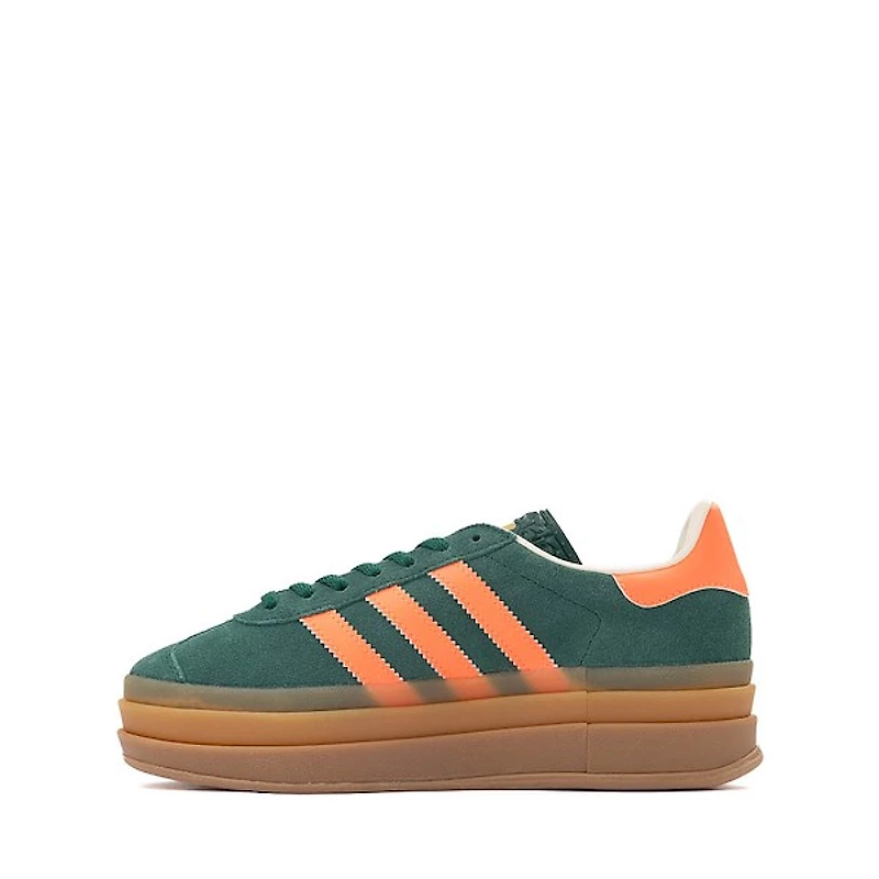 adidas Gazelle Bold Athletic Shoe - Big Kid Collegiate Green / Signal Coral Cream White