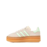 adidas Gazelle Bold Athletic Shoe - Big Kid Wonder White / Semi Green Spark Cream