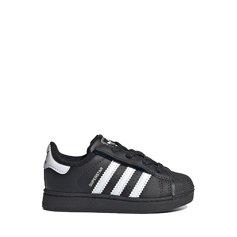 adidas Superstar II Comfort Closure Elastic Lace Athletic Shoe - Baby / Toddler Core Black White