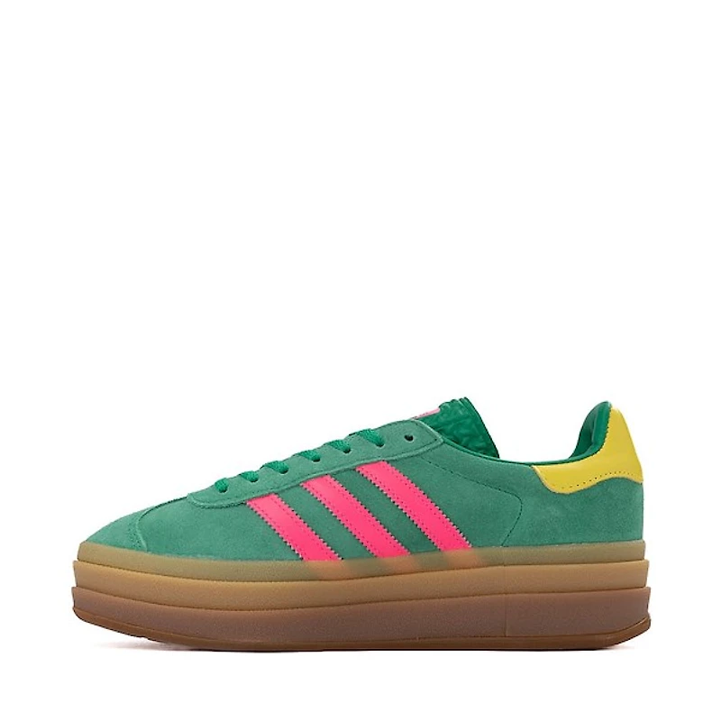 Womens adidas Gazelle Bold Athletic Shoe - Court Green / Lucid Pink Pure Sulfur