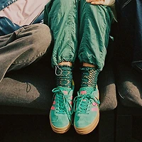 Womens adidas Gazelle Bold Athletic Shoe - Court Green / Lucid Pink Pure Sulfur