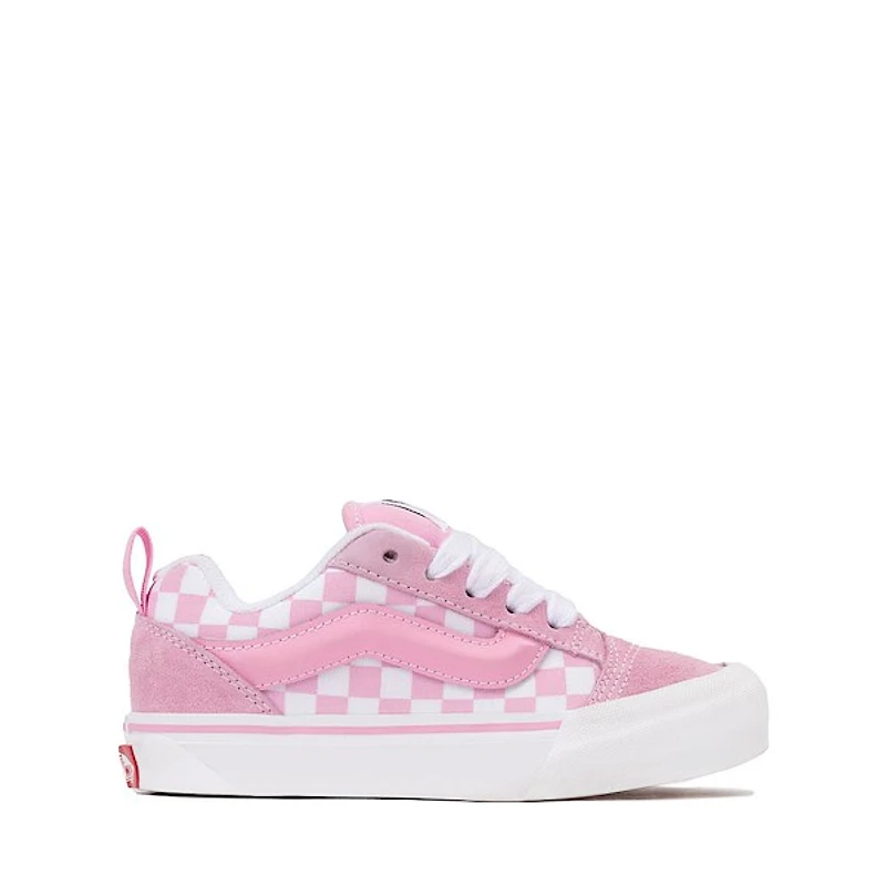 Vans Knu Skool Checkerboard Skate Shoe - Little Kid Pink / White