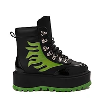 Womens KOI Footwear Cha Platform Flame Boot - Black / Green