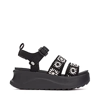 Womens HEYDUDE Delray Buckle Cottage Crochet Sandal - Black / White