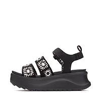Womens HEYDUDE Delray Buckle Cottage Crochet Sandal - Black / White