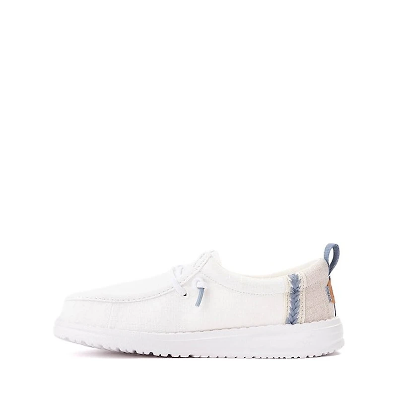 HEYDUDE Wally Summer Linen Casual Shoe - Little Kid / Big White Stone Grey