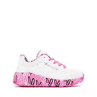 Skechers Street&trade x JGoldcrown: Uno Lite: Lovely Luv Sneaker - Little Kid / Big White Hot Pink