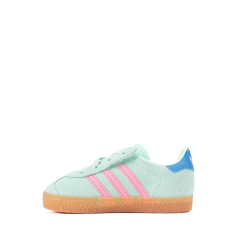 adidas Gazelle Comfort Closure Athletic Shoe - Baby / Toddler Clear Mint Bliss Pink Bright Blue