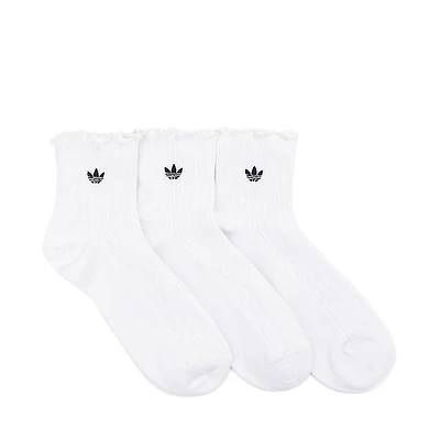 Womens adidas Originals Ruffle Quarter Socks 3-Pack - White